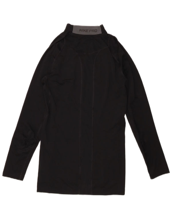 Top de compressão feminino Nike manga comprida UK 10 pequeno poliéster preto