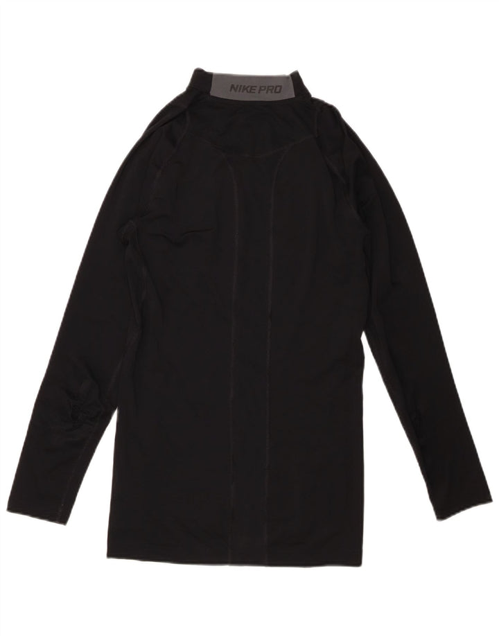 Top de compressão feminino Nike manga comprida UK 10 pequeno poliéster preto