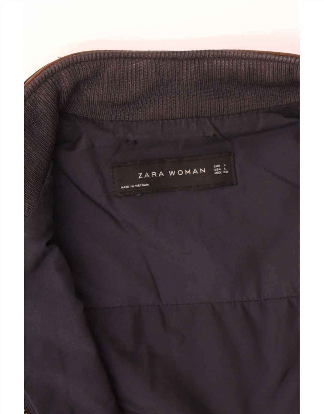 Colete acolchoado feminino Zara UK 14 grande azul marinho