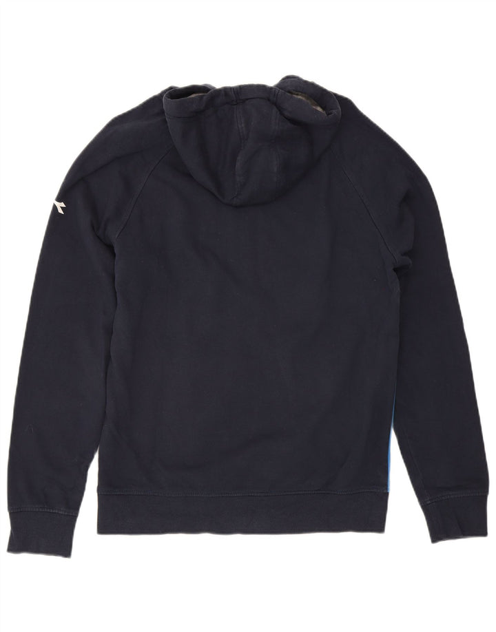 Suéter masculino com capuz e zíper DIADORA médio azul marinho algodão colorblock