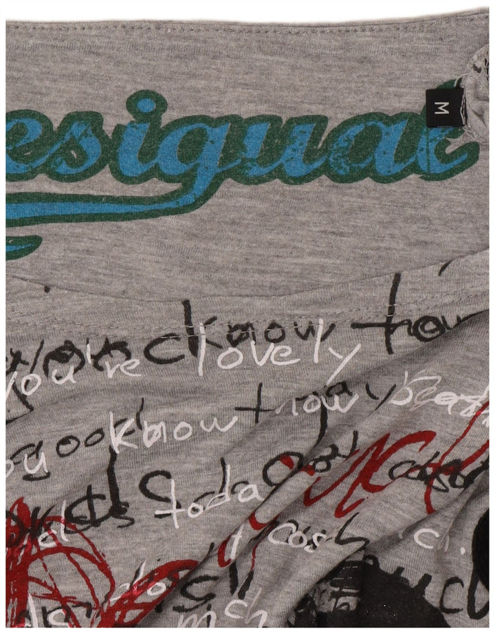 Desigual Camiseta feminina gráfica Top UK 14 cinza médio