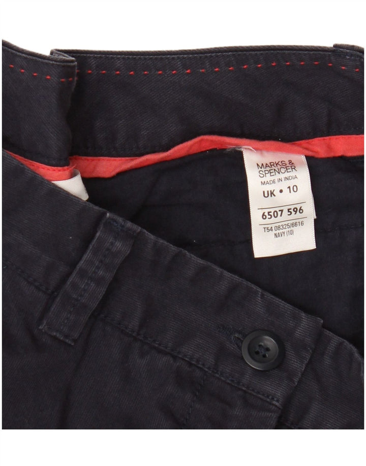 Calça capri feminina Marks & Spencer UK 10 pequena W30 L21 azul marinho