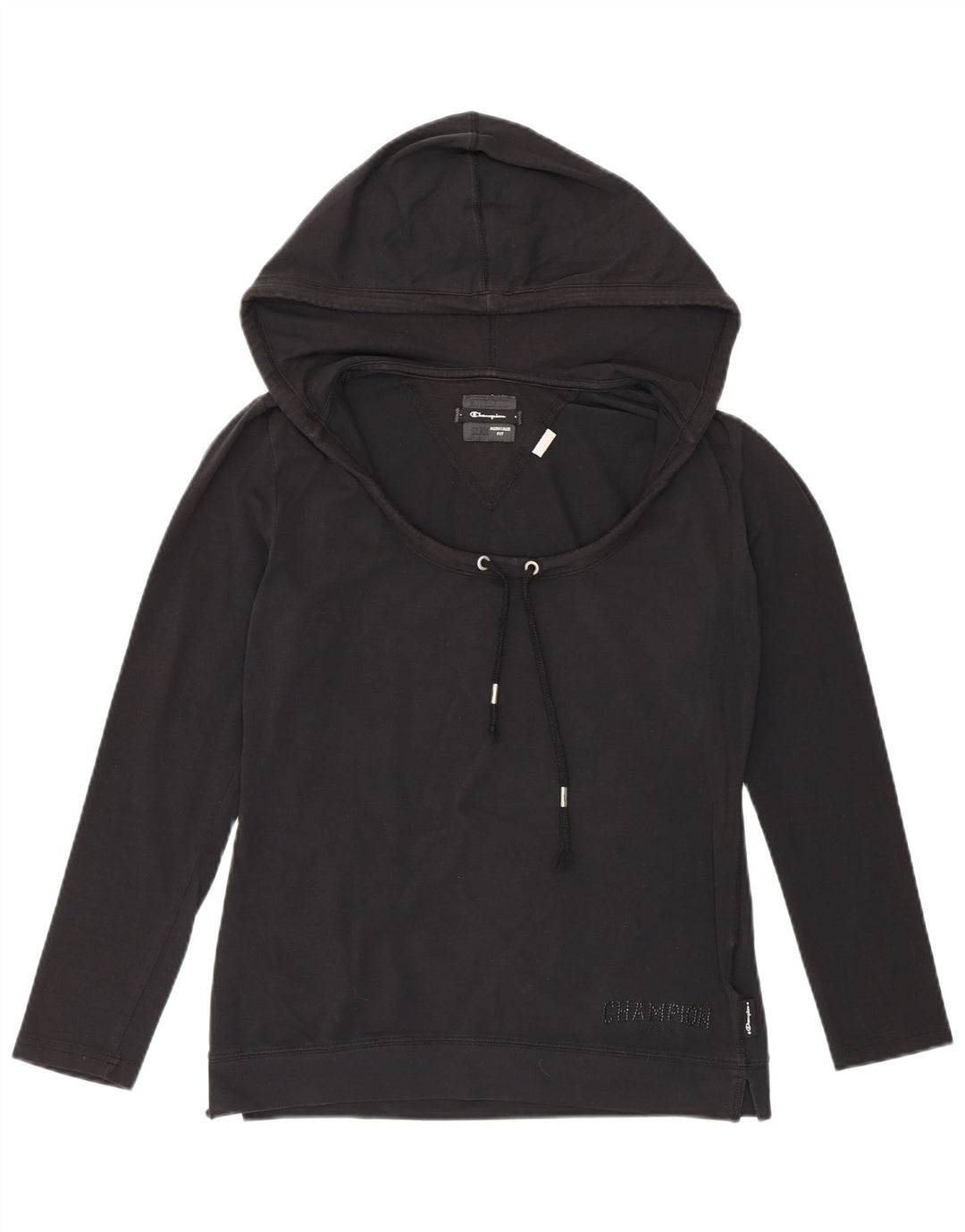 CHAMPION Suéter com capuz feminino Heritage Fit Reino Unido 14 grande preto
