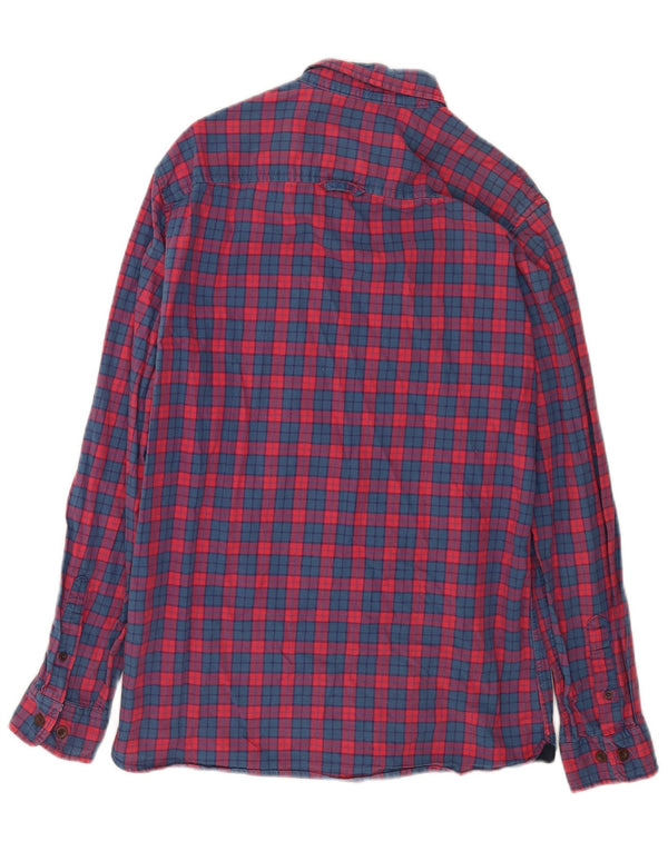 Crew Clothing Mens Camisa de flanela slim fit grande algodão xadrez vermelho