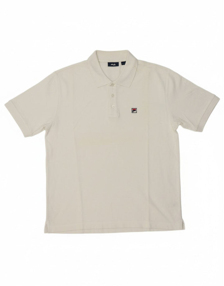 Camisa polo masculina FILA grande algodão branco