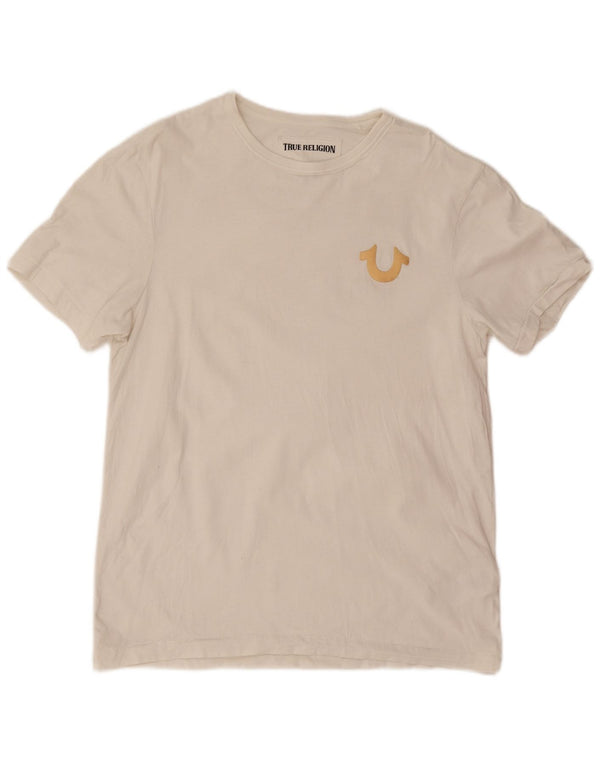 Camiseta gráfica masculina True Religion algodão branco médio