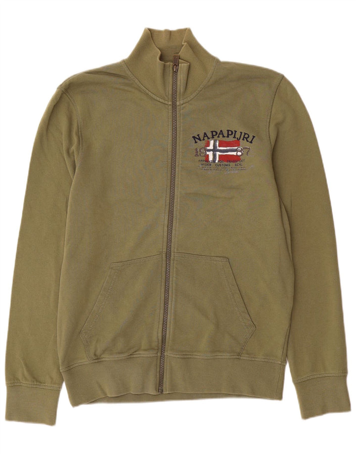 Jaqueta masculina de agasalho gráfico NAPAPIJRI de algodão cáqui médio