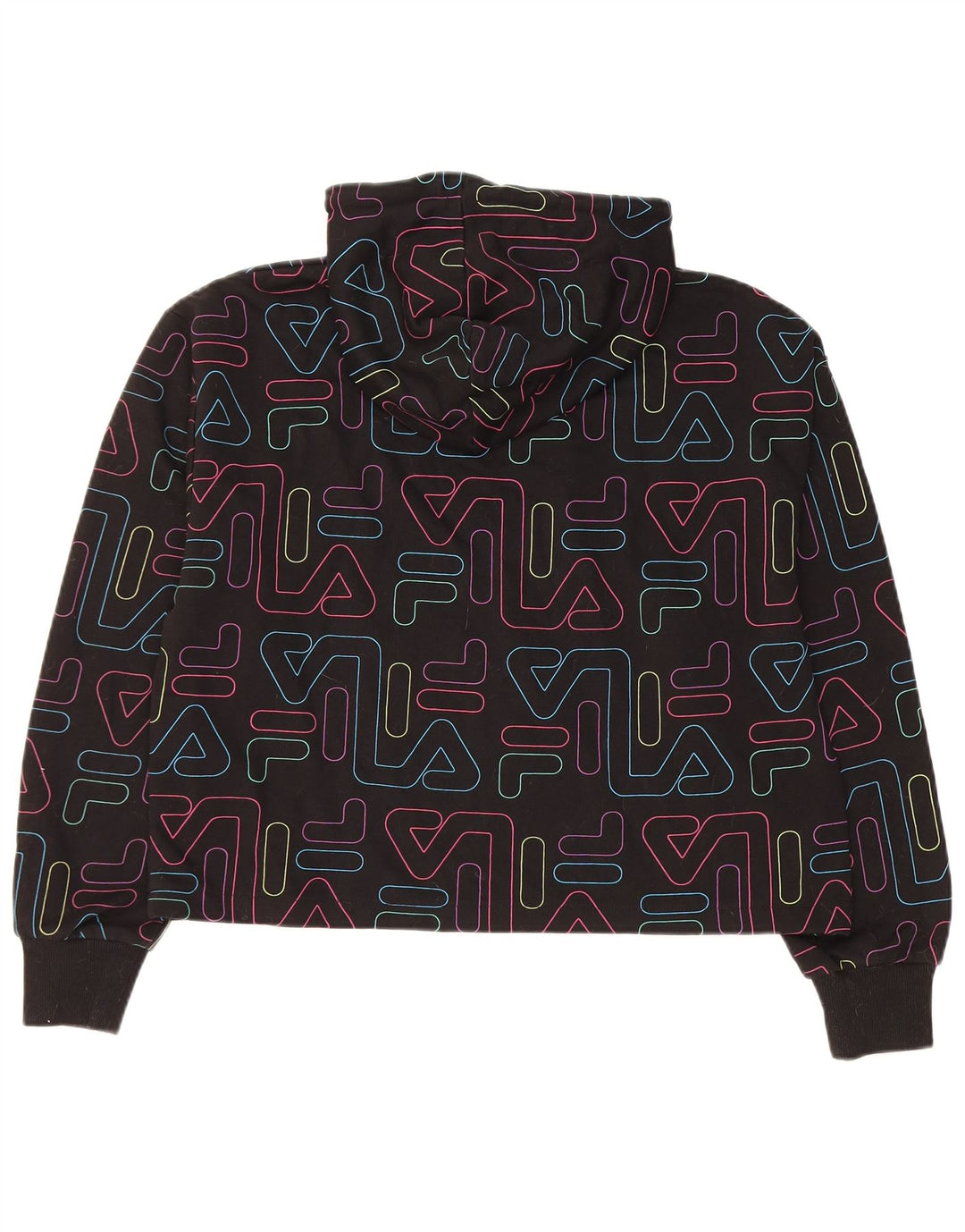 FILA Suéter feminino com capuz e estampa gráfica UK 14 algodão preto médio