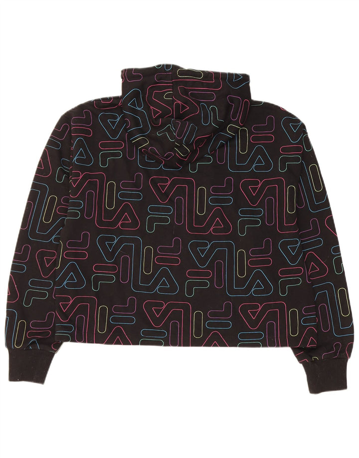 FILA Suéter feminino com capuz e estampa gráfica UK 14 algodão preto médio