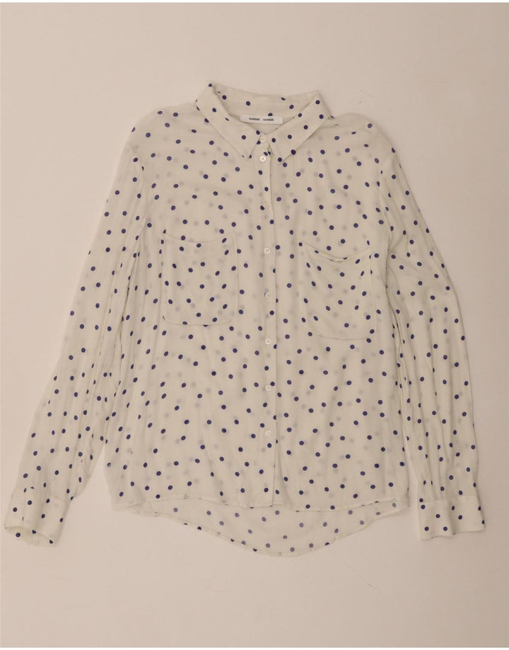 Camisa Samsoe & Feminina Reino Unido 18 XL Viscose Manchada Branca