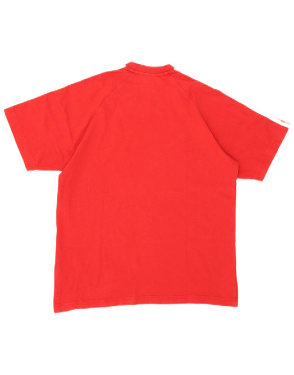 Adidas Mens T-Shirt Top Pequeno Algodão Vermelho