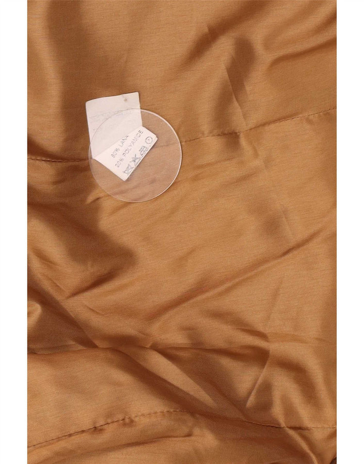 Casaco feminino vintage com peito duplo Reino Unido 12 lã marrom médio