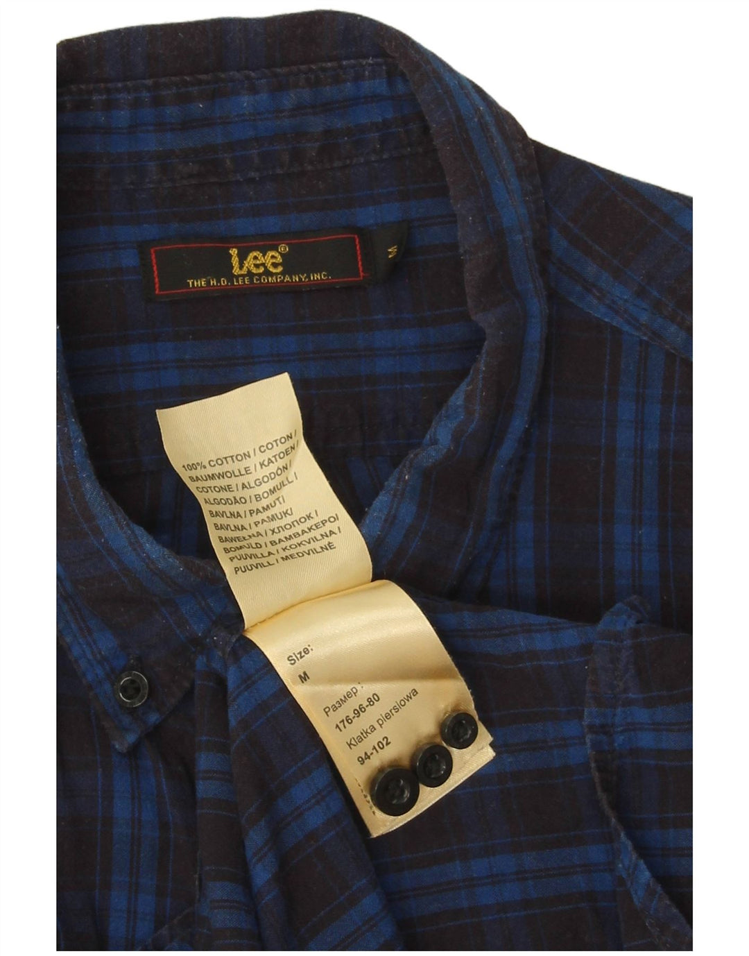 Camisa masculina de flanela Lee algodão xadrez médio azul marinho