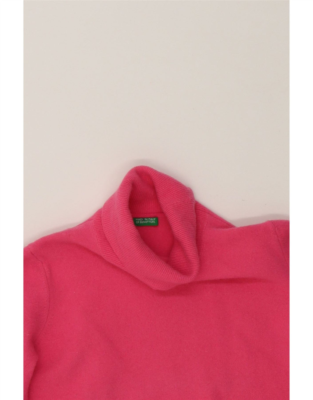 BENETTON Girls Roll Neck Jumper Sweater 11-12 Years Pink Vintage Benetton and Second-Hand Benetton from Messina Hembry 