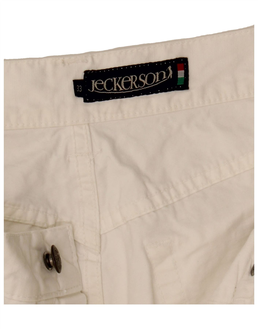 JECKERSON Mens Slim Casual Trousers W29 L32 White Cotton Vintage Jeckerson and Second-Hand Jeckerson from Messina Hembry 