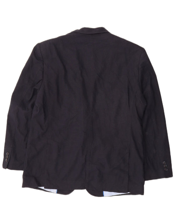 Jaqueta blazer masculina de 2 botões Marks & Spencer Reino Unido 42 grande linho azul marinho