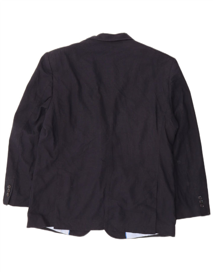 Jaqueta blazer masculina de 2 botões Marks & Spencer Reino Unido 42 grande linho azul marinho