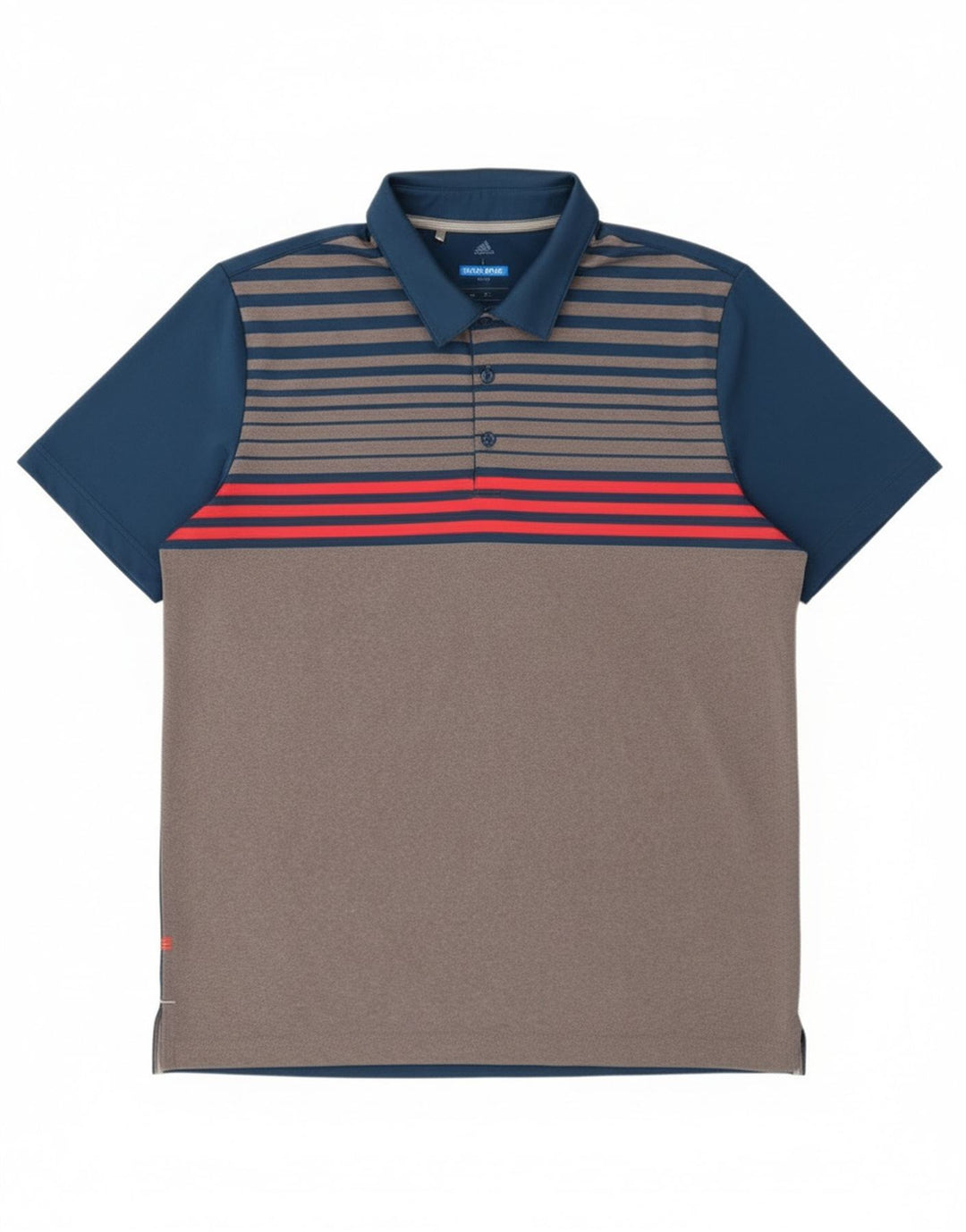 Camisa polo masculina Adidas grande cinza colorblock poliéster