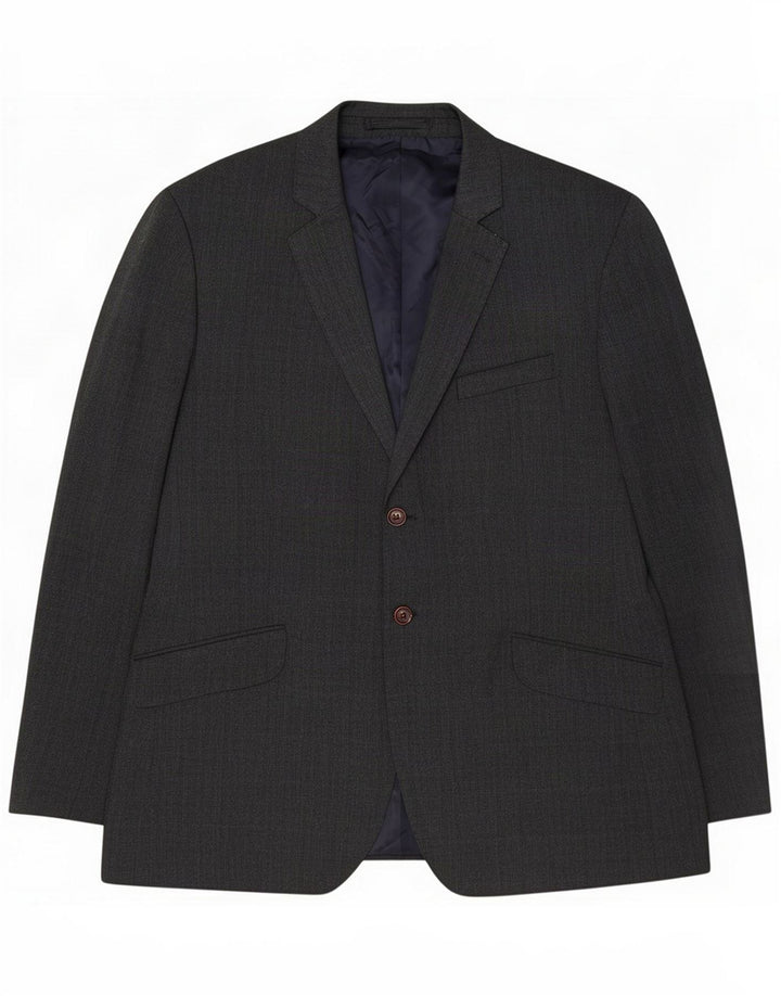 Crew Clothing Jaqueta blazer masculina de 2 botões Reino Unido 44 2XL Poliéster cinza