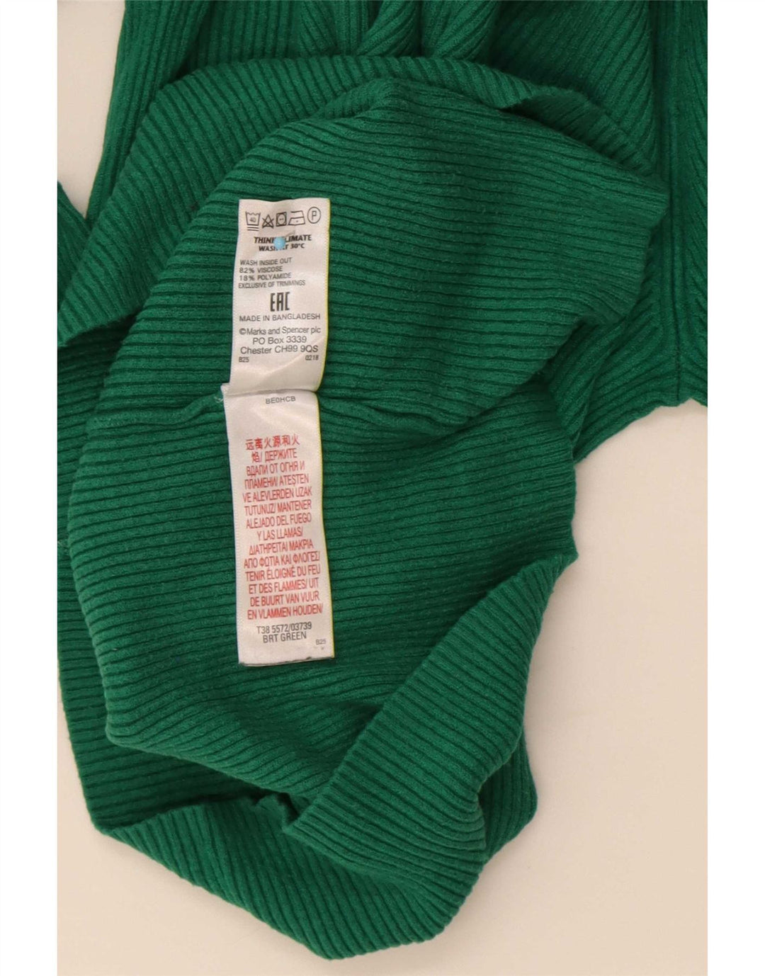 Suéter feminino Marks & Spencer com gola redonda e viscose verde pequena Reino Unido 10
