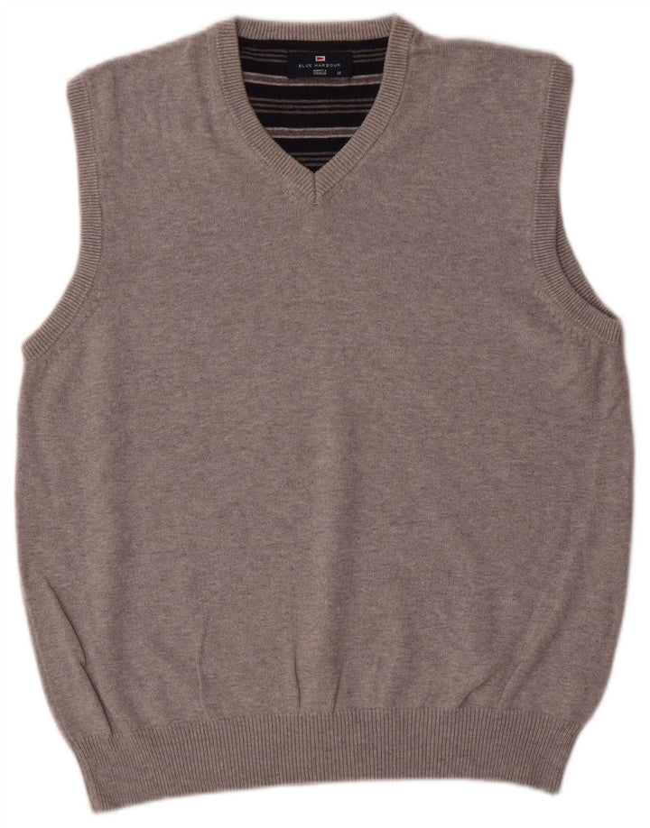 Regata masculina Marks & Spencer Blue Harbour Vest de algodão cinza médio