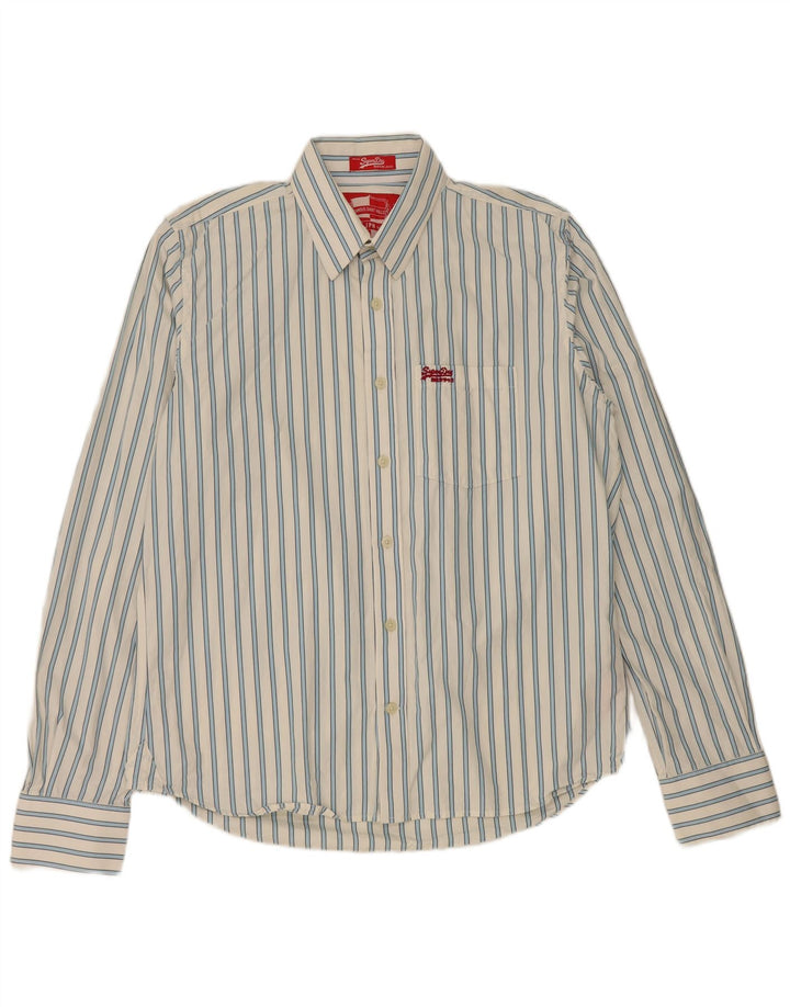 Camisa masculina Superdry 2XL algodão listrado branco