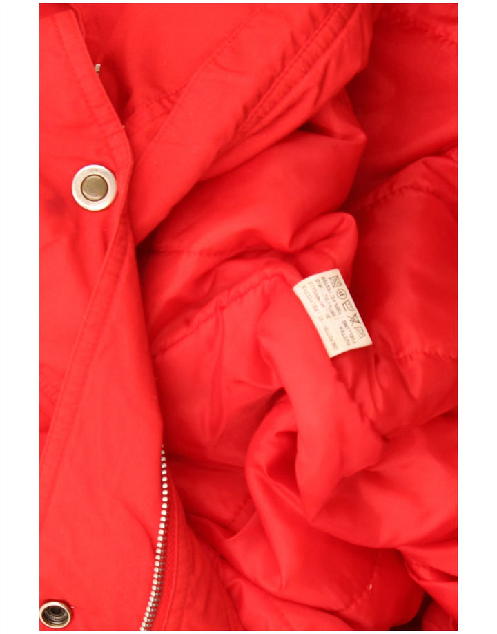 Casaco acolchoado feminino vintage UK 22 3XL poliéster vermelho