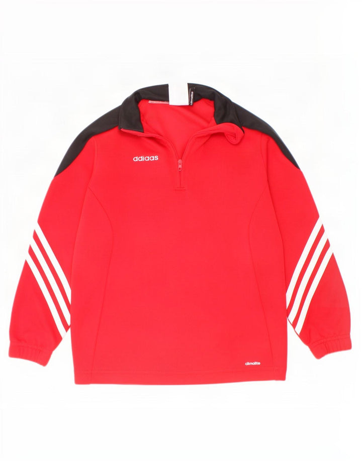 Adidas Meninos Zip Neck Pullover Treino Top 5-6 Anos XS Vermelho Colorblock