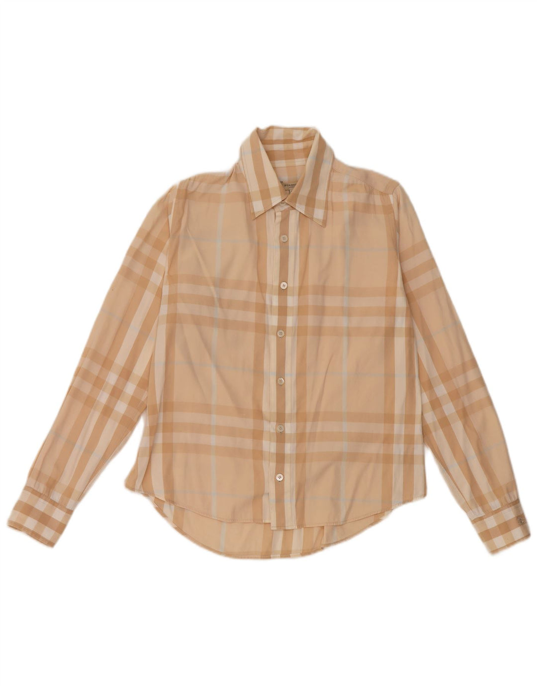 Camisa feminina BURBERRY UK 6 XS algodão xadrez bege