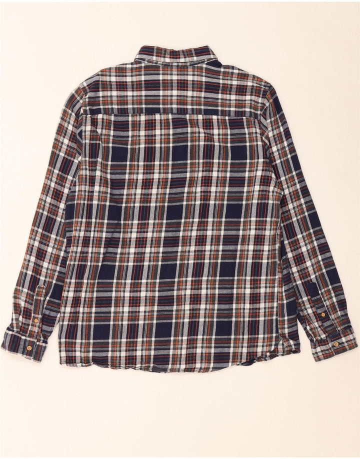 Max&Co. Camisa masculina de flanela grande algodão xadrez azul marinho