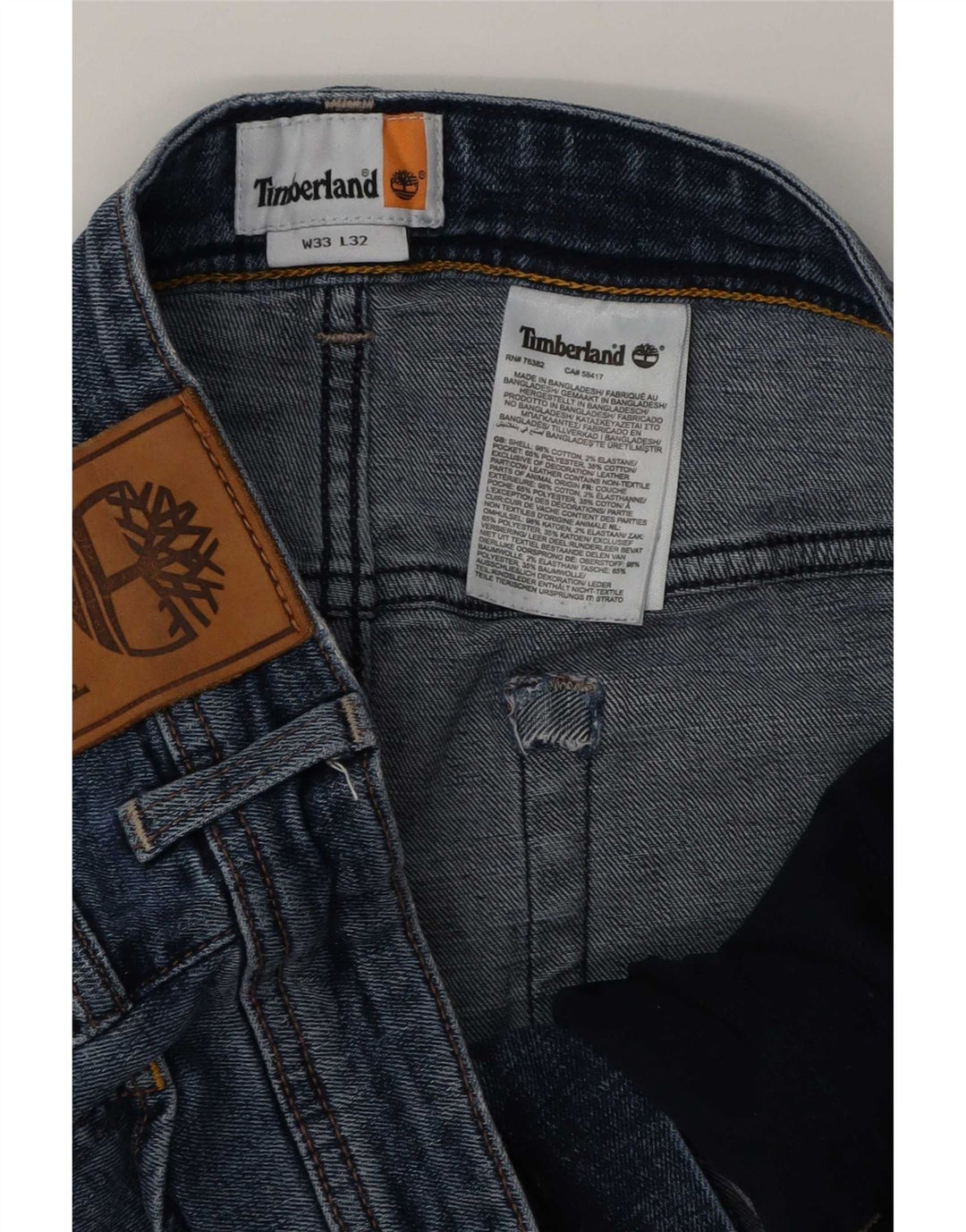 Timberland Mens Slim Jeans W33 L32 Azul Algodão