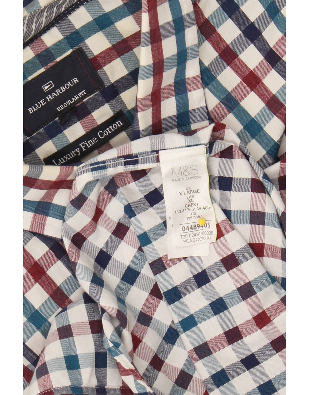 Camisa masculina Blue Harbor da Marks & Spencer XL multicolorida guingão