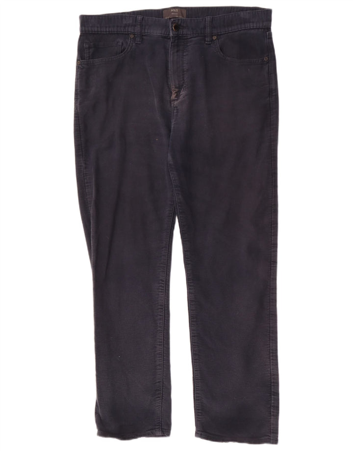 Calça casual masculina Marks & Spencer regular W36 L29 algodão azul marinho