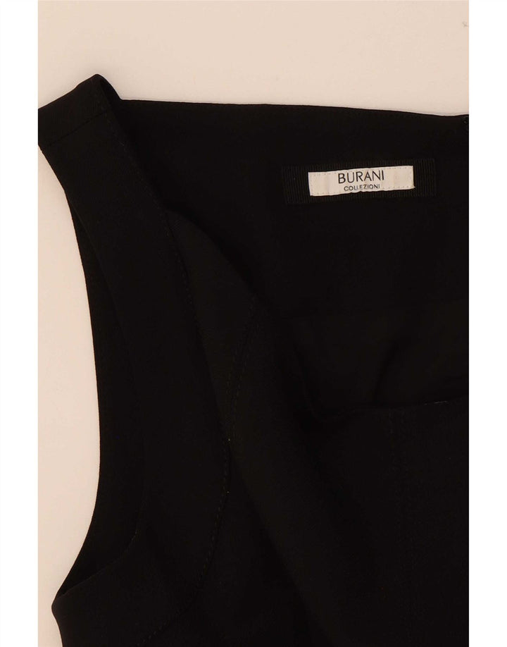 Vestido feminino vintage sem mangas evasê UK 12 médio preto