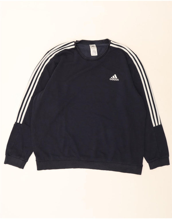 Adidas Mens Moletom Jumper 2XL Algodão Azul Marinho