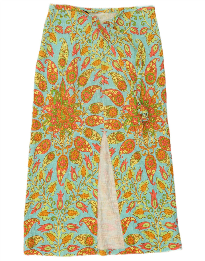 Saia midi feminina Zara médio W28 azul paisley