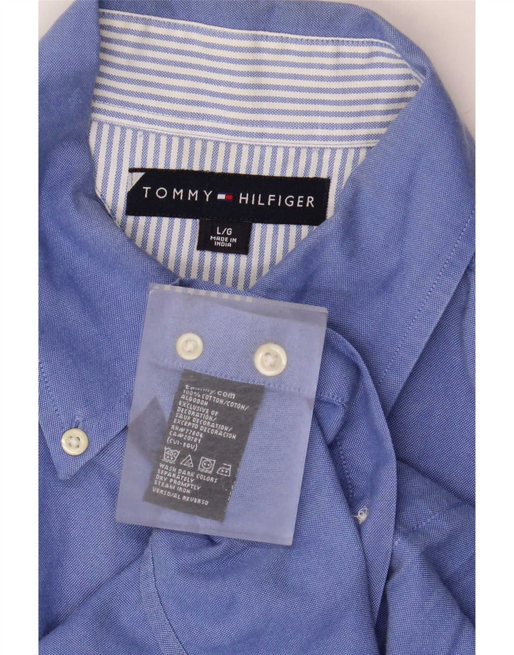 Camisa masculina Tommy Hilfiger grande algodão azul
