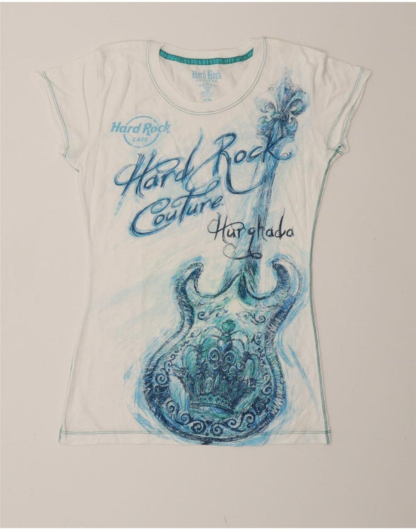 Camiseta gráfica HARD ROCK CAFE para meninas Hurghada 7-8 anos médio branco