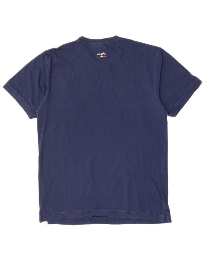 Camiseta masculina LOTTO grande algodão listrado azul marinho