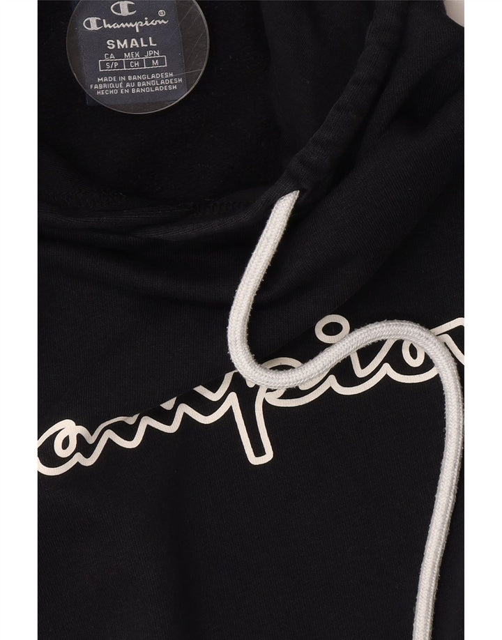 CHAMPION Mens Graphic Hoodie Jumper Small Black Cotton Vintage Champion and Second-Hand Champion from Messina Hembry 