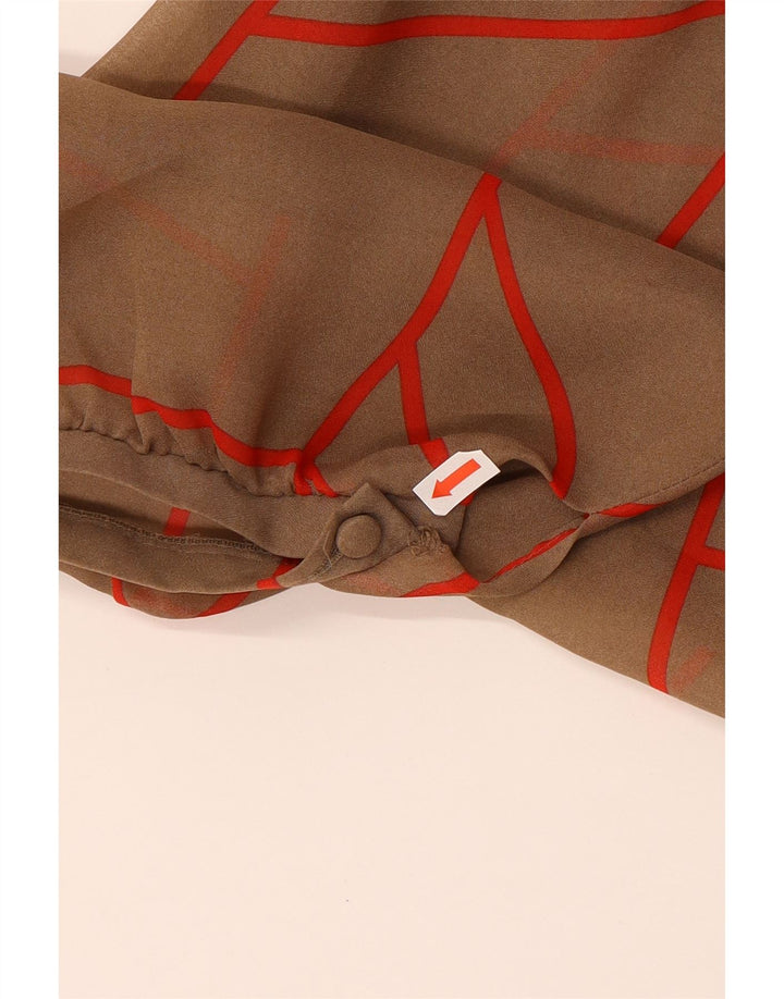 Vestido EXCLUSIVO feminino manga comprida linha A UE 40 marrom médio geométrico