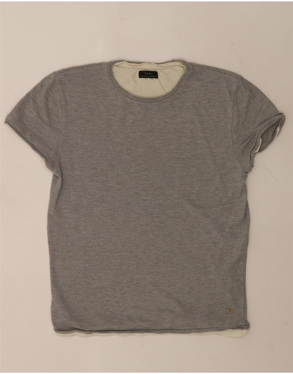 Camiseta masculina Zara Top XL cinza colorblock