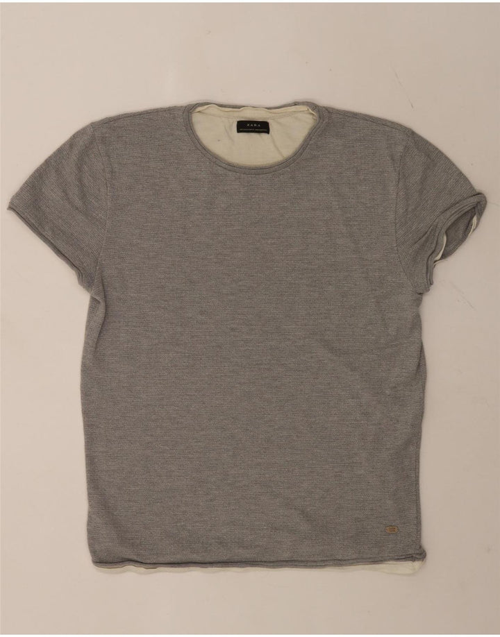 Camiseta masculina Zara Top XL cinza colorblock