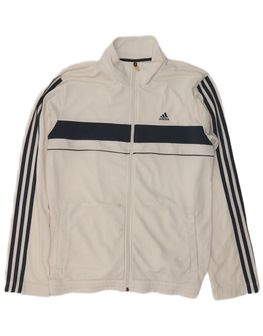 ADIDAS Mens Tracksuit Top Jacket Médio Branco Colourblock Poliéster
