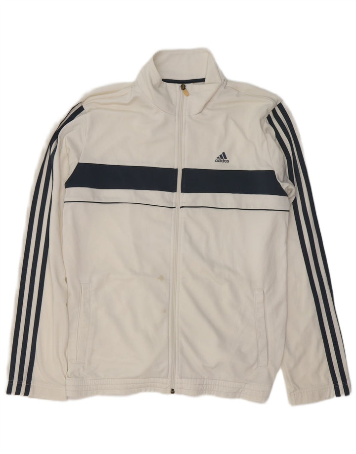 ADIDAS Mens Tracksuit Top Jacket Médio Branco Colourblock Poliéster