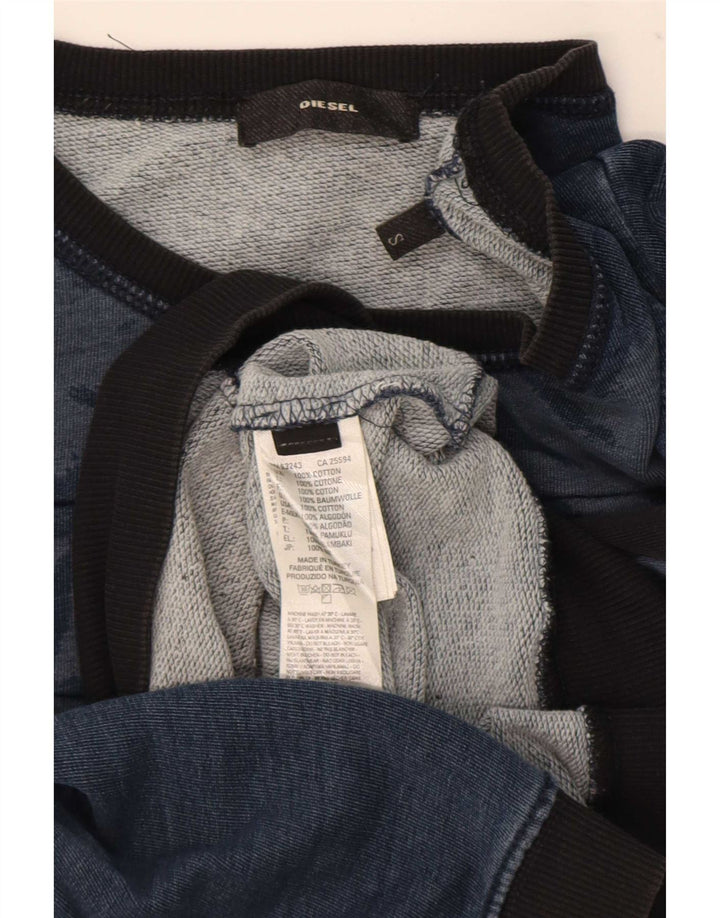 Diesel masculino moletom gráfico jumper pequeno azul marinho colorblock algodão