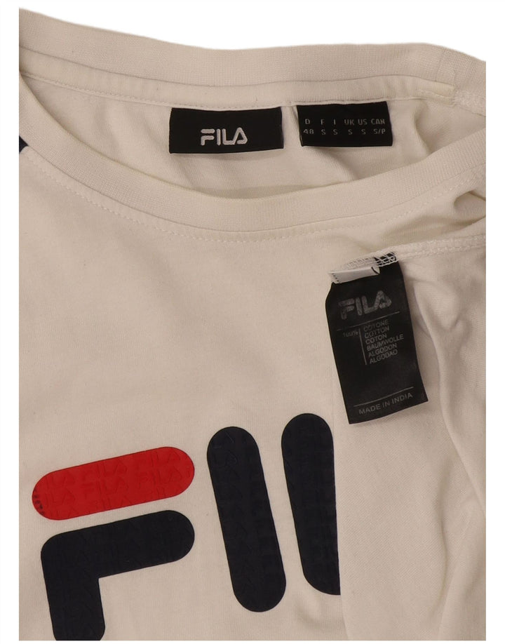 Fila Mens Graphic T-Shirt Top Small White Cotton