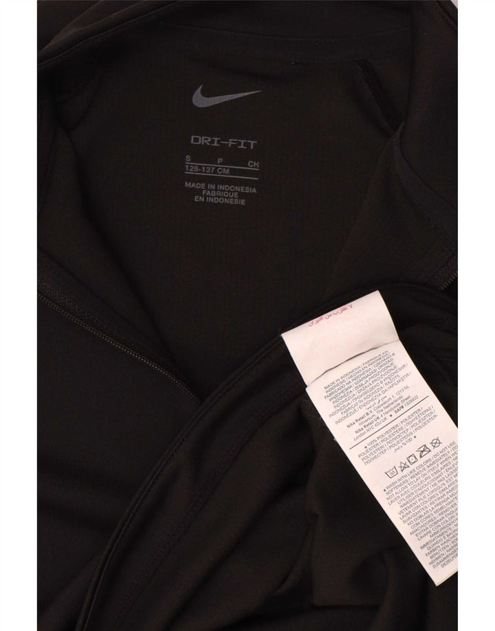 Nike Girls Dri Fit Zip Neck Pullover Treino Top 8-9 Anos Pequeno Preto