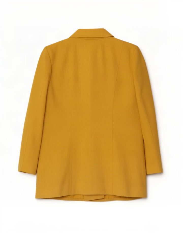 Jaqueta blazer feminina Eastex com 3 botões Reino Unido 12 poliéster amarelo médio