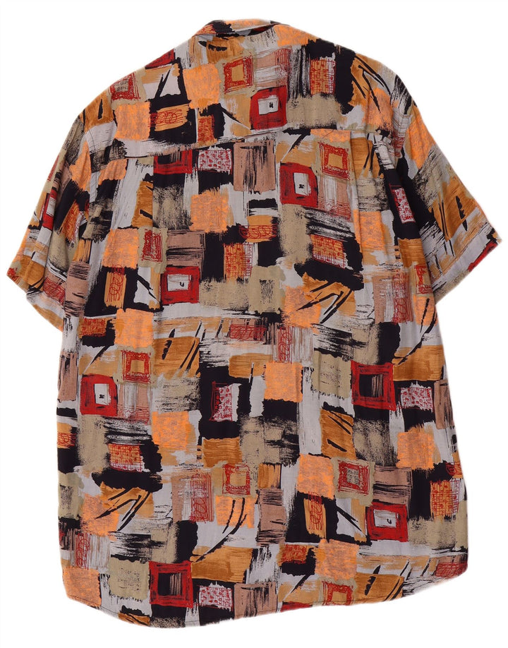 Camisa masculina vintage de manga curta média multicolorida patchwork viscose